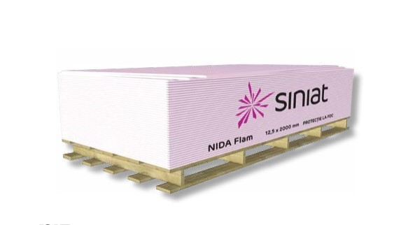 Gips kartonska ploča otporna na vatru SINIAT Nida Flam 12,5 - 2000x1250mm